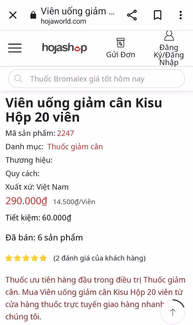 H2- vitamintot.com quảng cáo TPCN KisuNew là “thuốc”.