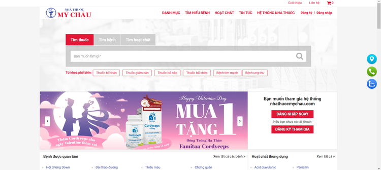 Khảo sát lúc 10 giờ ngày 6/11, trên website https://nhathuocmychau.com, đang rao bán nhiều loại mỹ phẩm; thuốc Đông Y, Tây Y; thuốc giảm cân; thuốc xương khớp; thuốc bổ thận; thực phẩm chức năng…, website này dẫn về địa chỉ 352 Nguyễn Văn Công, phường 3, quận Gò Vấp, TP HCM - Ảnh chụp màn hình.