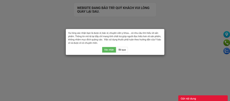 Lúc 14 giờ ngày 6/11, khi vào lại website https://nhathuocmychau.com, trang này thông báo: “Website đang bảo trì! Quý khách vui lòng quay lại sau” - Ảnh chụp màn hình.