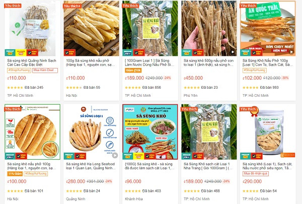 Sá sùng rao bán tràn lan trên chợ mạng
