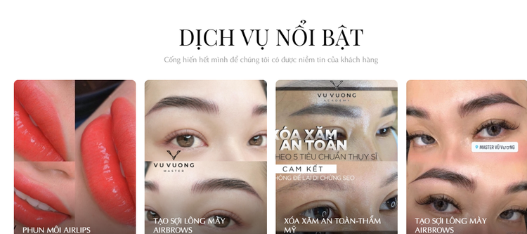 Website http://mastervuvuong.com/ quảng cáo dịch phun xăm thẩm mỹ - Ảnh chụp màn hình