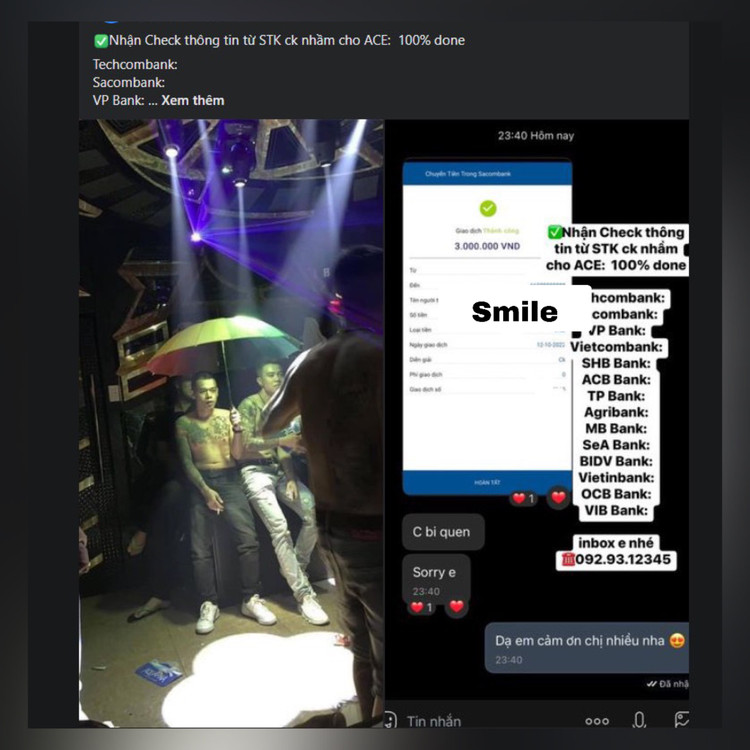 Quảng cáo rầm rộ dịch vụ tra soát, mua bán thông tin tài khoản ngân hàng trên các nền tảng mạng xã hội.