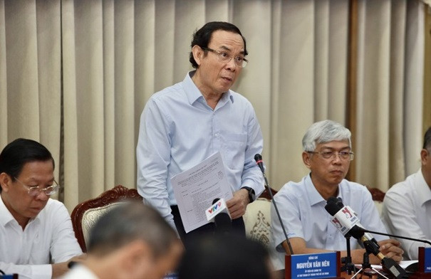 Bí thư Thành ủy TP HCM Nguyễn Văn Nên phát biểu chỉ đạo tại hội nghị.