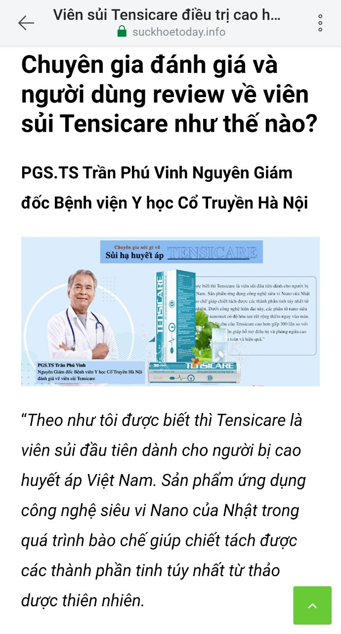 TPBVSK Tensicare sử dụng hình ảnh BS, chuyên gia để quảng cáo sản phẩm. TPBVSK Tensicare sử dụng hình ảnh BS, chuyên gia để quảng cáo sản phẩm.