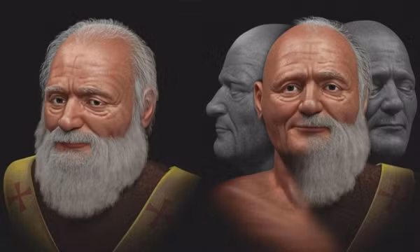 Hình ảnh được phục dựng cho thấy Thánh Nicholas có khuôn mặt vừa cương nghị vừa hiền hậu.