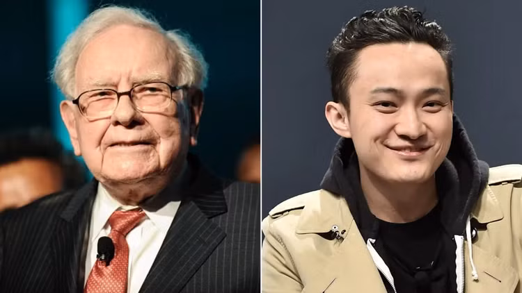 Justin Sun và tỷ phú Warren Buffett. Ảnh: Getty.