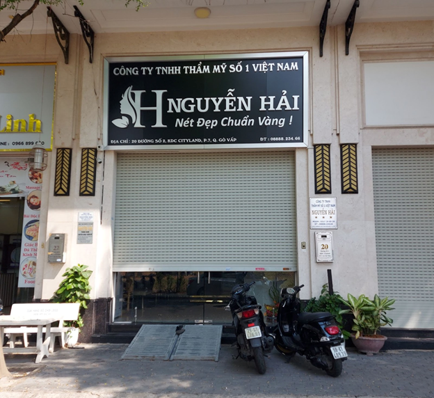 Trụ sở Công ty TNHH Thẩm mỹ số 1 Việt Nam Nguyễn Hải ở số 20, đường số 2, Khu dân cư Cityland Center Hills, phường 7, quận Gò Vấp. Ảnh: Hữu Thông.