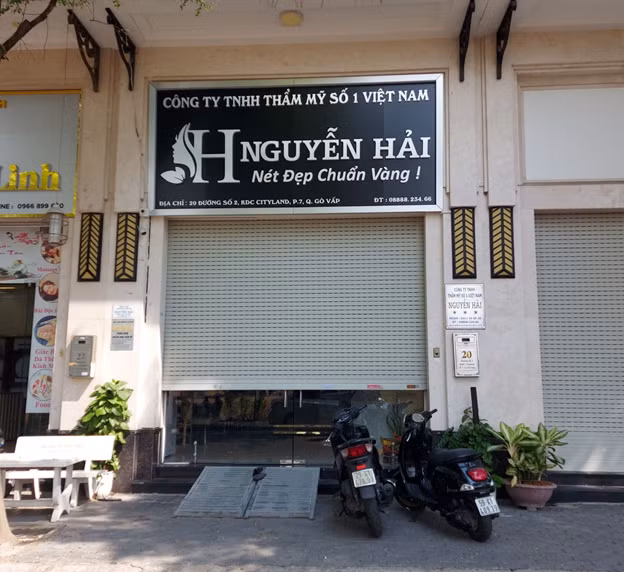 Trụ sở Công ty TNHH Thẩm mỹ số 1 Việt Nam Nguyễn Hải ở số 20, đường số 2, Khu dân cư Cityland Center Hills, phường 7, quận Gò Vấp. Ảnh: Hữu Thông.