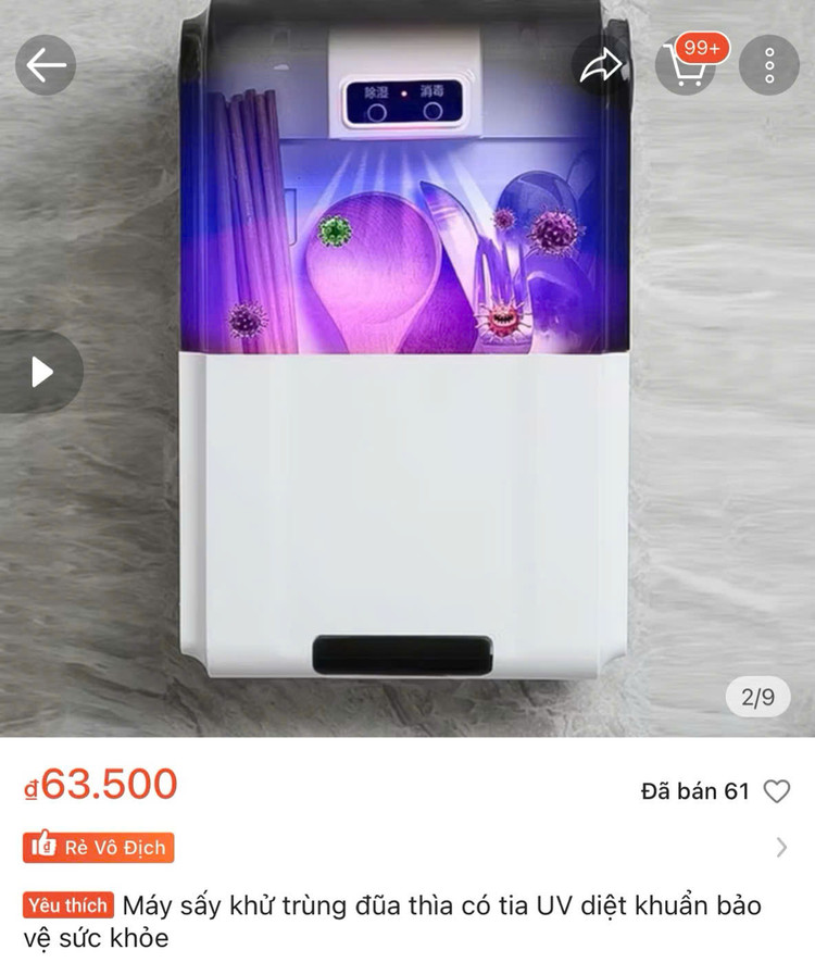 Máy khử trùng đũa thìa có tia UV diệt khuẩn giá rẻ... thành bỏ đi ảnh 1