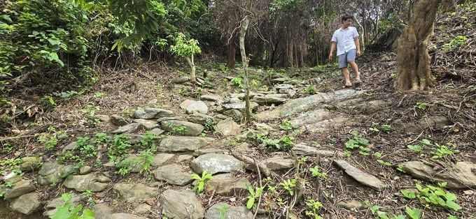 Một đoạn đường đá cổ phát lộ ở đèo Ngang. Ảnh: Báo Dân tộc &amp; Phát triển.