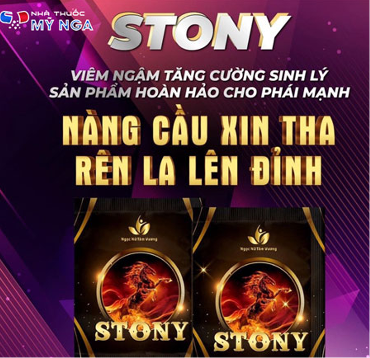 Viên kẹo ngậm Stony quảng cáo “điều trị rối loạn cương dương” trên trang mạng.