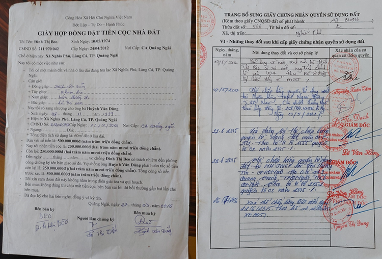 Giấy hợp đồng đặt tiền cọc nhà đất.