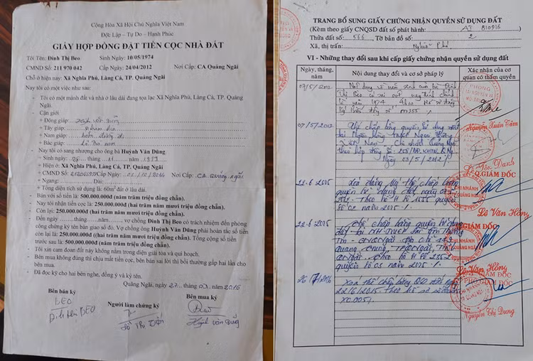 Giấy hợp đồng đặt tiền cọc nhà đất.