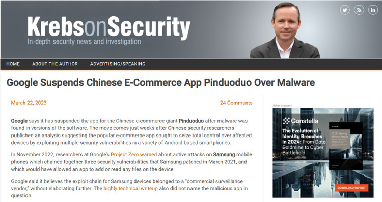 Pinduoduo từng bị Google gỡ khỏi Play Store vì bị tìm thấy mã độc thu thập thông tin người dùng