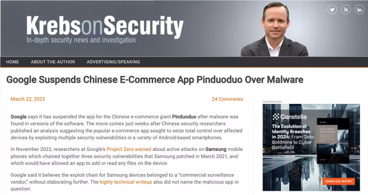 Pinduoduo từng bị Google gỡ khỏi Play Store vì bị tìm thấy mã độc thu thập thông tin người dùng