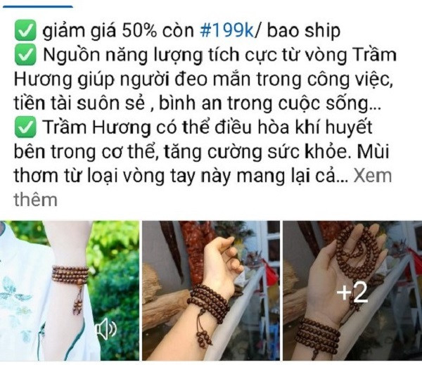 Ảnh 1: Vòng tay trầm hương rao bán trên mạng xã hội