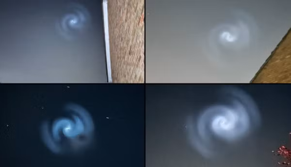 Rất nhiều người đã nhìn thấy vệt sáng xanh hình xoắn ốc kỳ lạ. (Ảnh: X)