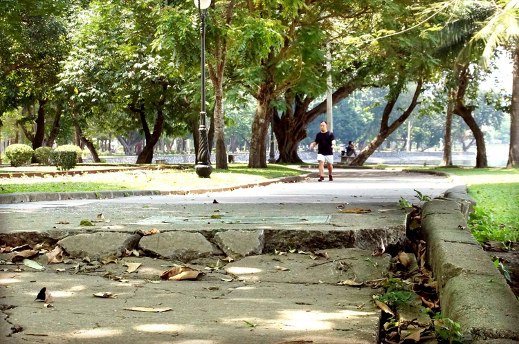 Những lối đi bị xuống cấp trong công viên Thống Nhất.