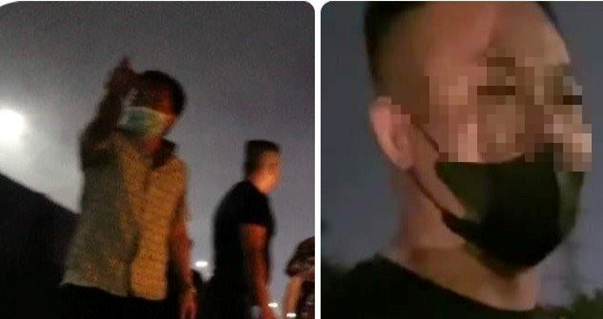 Hai đối tượng nghi tấn công phóng viên. Ảnh: Cắt từ clip của các phóng viên khác tại hiện trường.