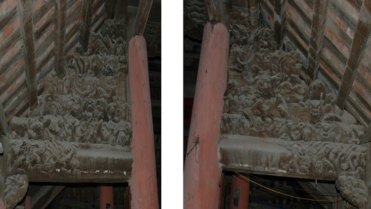 Chạm khắc hoa văn trên vì nách tòa Đại bái - Ảnh: BQL di tích tỉnh Hưng Yên