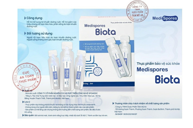 Nội dung được phép quảng cáo về TPBVSK MediSpores Biota do Cục ATTP cấp.