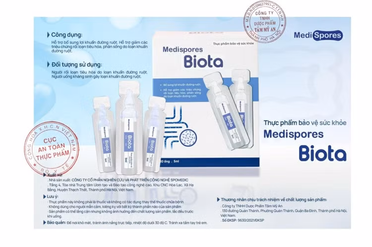 Nội dung được phép quảng cáo về TPBVSK MediSpores Biota do Cục ATTP cấp.