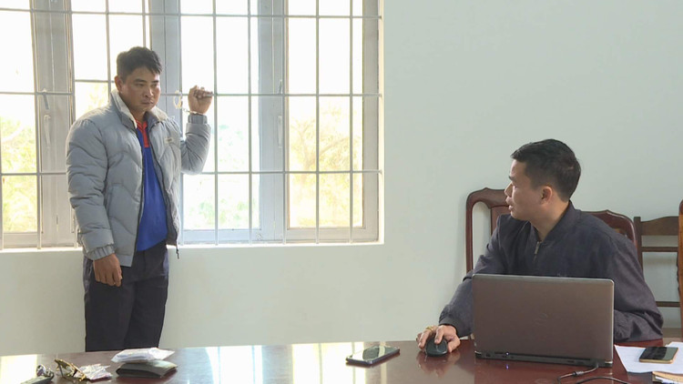 Đối tượng Nguyễn Văn Hà tại cơ quan Công an. Ảnh: Sỹ Đức