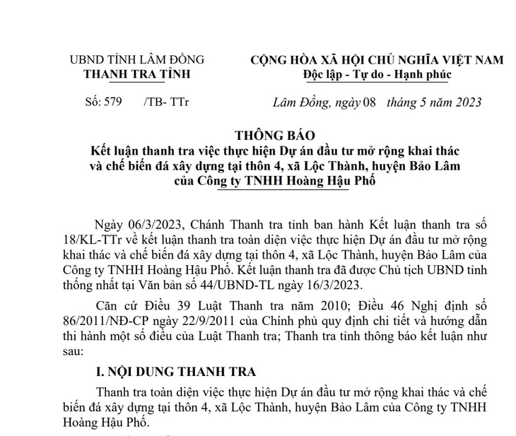 Kết luận thanh tra