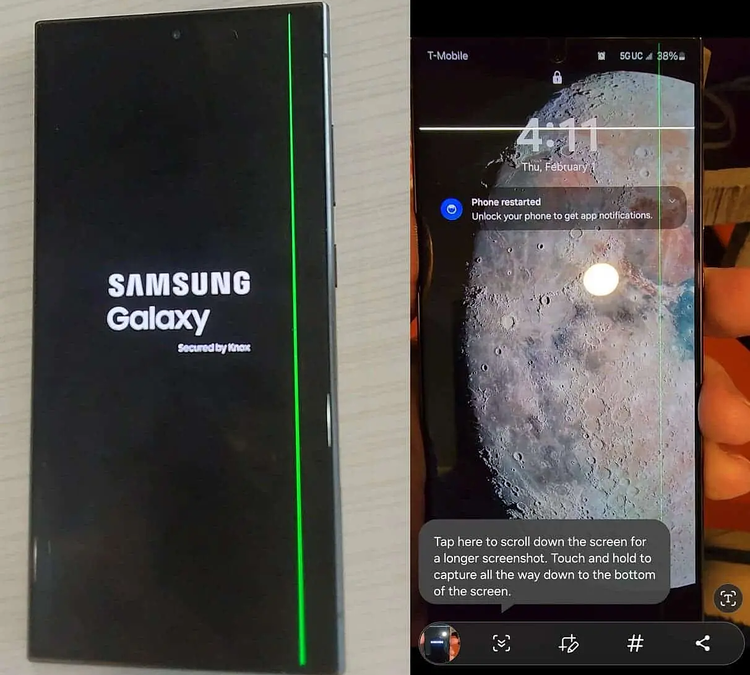 Galaxy S24 Ultra xuất hiện lỗi màn hình sọc xanh ảnh 1