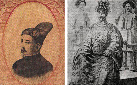 Vua Gia Long (trái) và Minh Mạng.