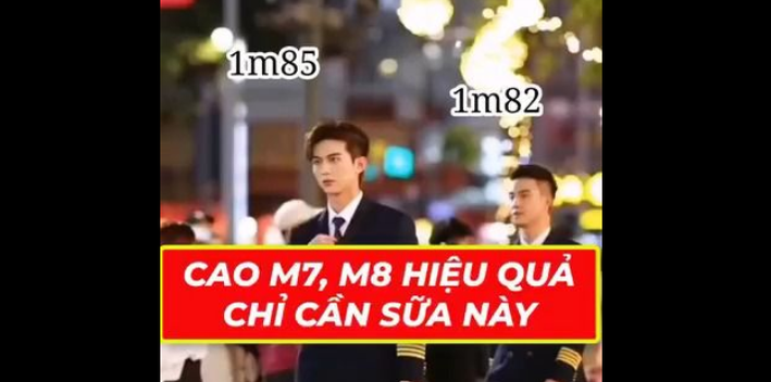 Ảnh chụp màn hình quảng cáo sữa tăng trưởng chiều cao