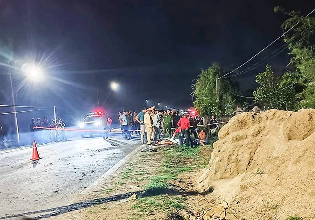 Hiện trường vụ tai nạn giao thông khiến 4 người tử vong.