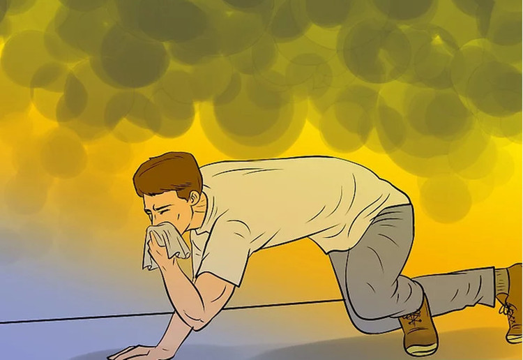 Kỹ năng phòng tránh ngạt khói khi xảy hỏa hoạn. Ảnh minh họa