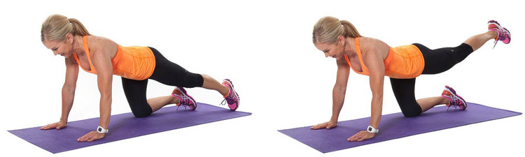 Thực hiện bài tập Rear Leg Lifts không chỉ giúp bạn cải thiện vùng mông mà còn giúp giảm vòng eo hiệu quả. Ảnh Get Healthy