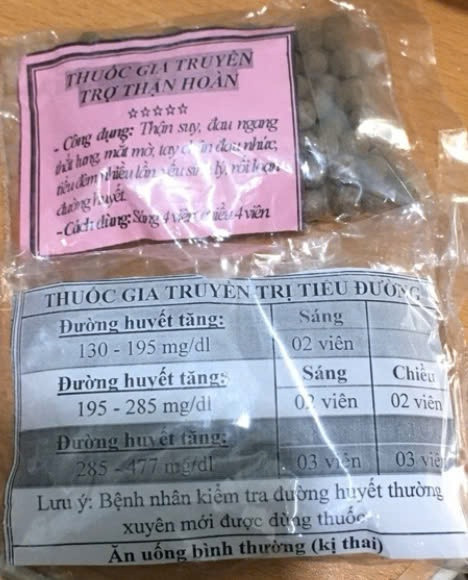 Loại thuốc gia truyền trị tiểu đường mà bệnh nhân sử dụng. Ảnh BVCC