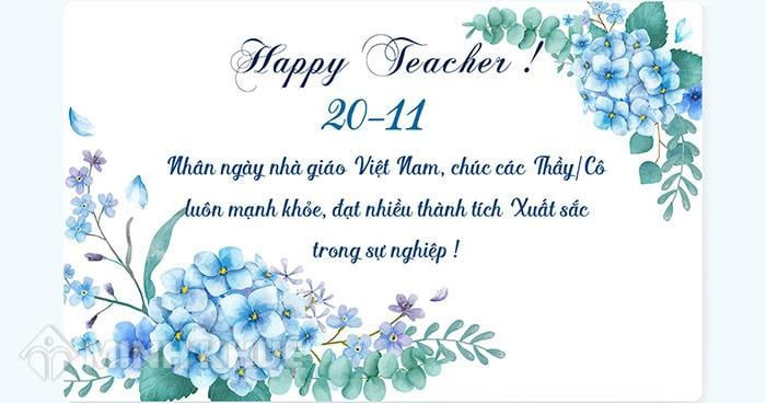 Thiệp cảm ơn, chúc mừng ngày nhà giáo Việt Nam. Ảnh Metavn