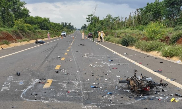 Hiện trường vụ tai nạn khiến 2 thanh thiếu niên tử vong.
