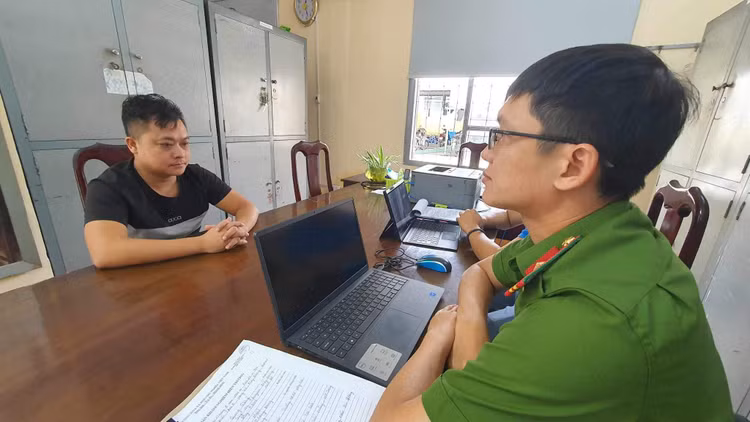 Đối tượng Hồ Văn Kiều tại cơ quan công an.