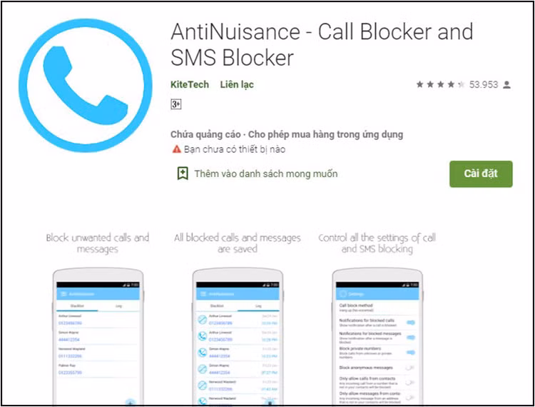 AntiNuisance là ứng dụng chặn cuộc gọi không mong muốn và các tin nhắn rác trên điện thoại. Ảnh minh họa
