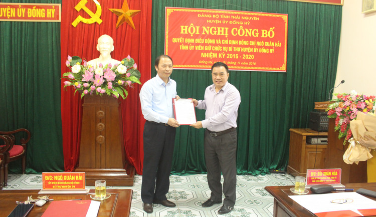 Ông Ngô Xuân Hải, Giám đốc Sở Nông nghiệp và PTNT được điều động, chỉ định giữ chức vụ Bí thư Huyện ủy Đồng Hỷ, nhiệm kỳ 2015-2020. (Ảnh: Internet)