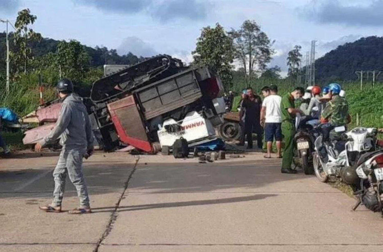 Hiện trường nơi xảy ra vụ TNGT khiến 1 người tử vong. (Ảnh: N.H)