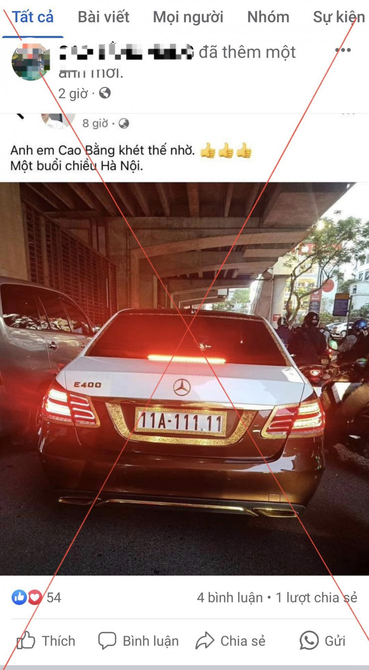 Hình ảnh xe ô tô Mercedes E400 gắn BKS siêu đẹp 11A-111.11 được đăng tải trên các trang mạng xã hội. Ảnh VOV