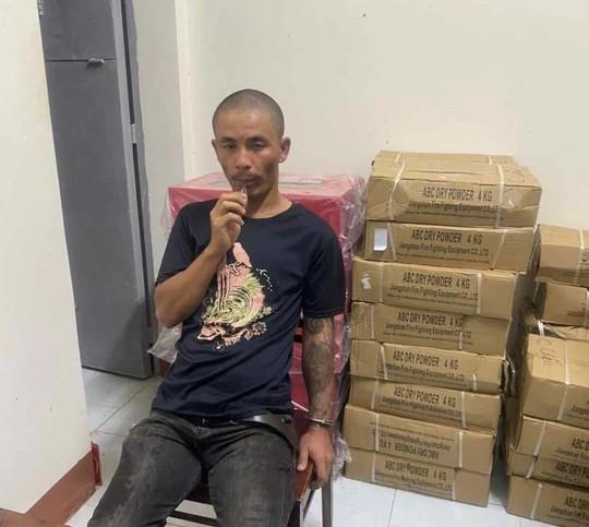 Đối tượng Nguyễn Văn Tường tại cơ quan công an.