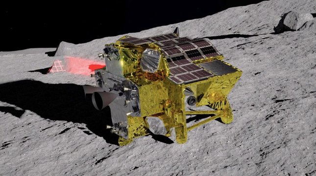 Mô phỏng tàu đổ bộ Moon Snipper đáp xuống Mặt trăng. (Ảnh: JAXA)