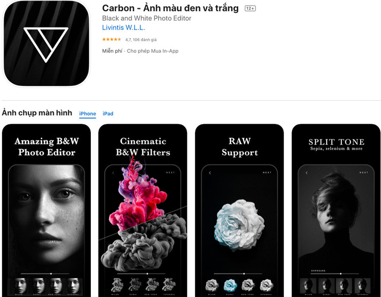 Nếu bạn thích dùng ứng dụng chỉnh sửa ảnh trong việc tạo hiệu ứng đen trắng chất lượng thì Carbon sẽ giúp được điều này. Ảnh minh họa