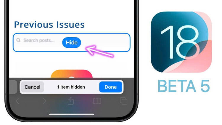 Những điểm mới có trên phiên bản iOS 18 beta 5. Ảnh Brandon Butch