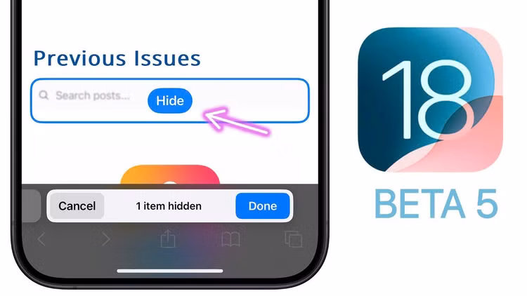Những điểm mới có trên phiên bản iOS 18 beta 5. Ảnh Brandon Butch