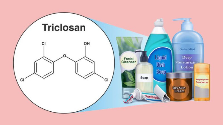 Triclosan là một chất kháng khuẩn và kháng nấm được thêm vào các sản phẩm như sữa tắm, kem đánh răng, mỹ phẩm, nước rửa chén, quần áo, đồ chơi và thậm chí cả đồ nội thất.