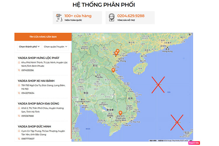 Xe máy điện Yadea ghi sai tên bản đồ Trường Sa, Hoàng Sa Việt Nam? Xe may dien Yadea ghi sai ten ban do Truong Sa, Hoang Sa Viet Nam?
