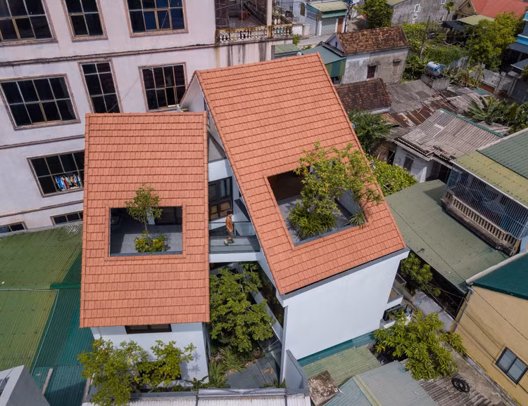 Nha pho ngoi do dan xen khoang vuon xanh mat dep ngo ngang